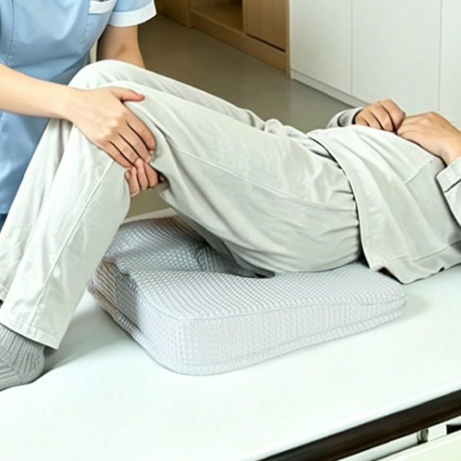 와상환자 노인용 엉덩이 꼬리뼈 욕창 방지 방석 환자용 통풍 메모리폼 방석, 회색 아이스 실크