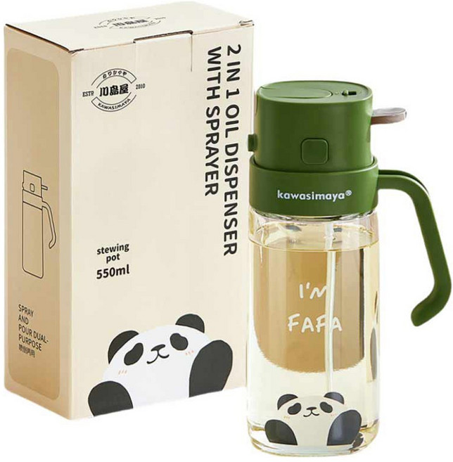 가와시마야 2 인 1 스프레이형 오일 디스펜서 그린, 1개, 550ml