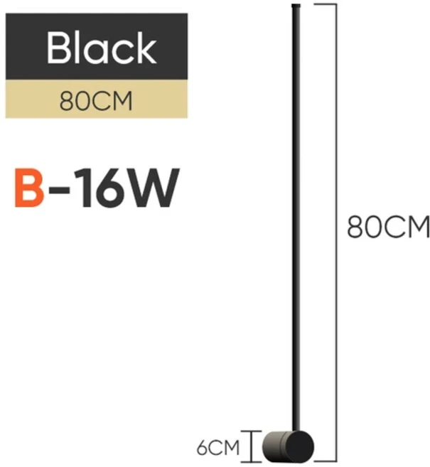 현대적인 LED 벽 램프 350 ° 회전 긴 조명 홈 침실 계단 소파 배경 장식, 14 B-Black 80CM 16W, 01 With EU plug, 03 따뜻한 흰색(2700-3500K)