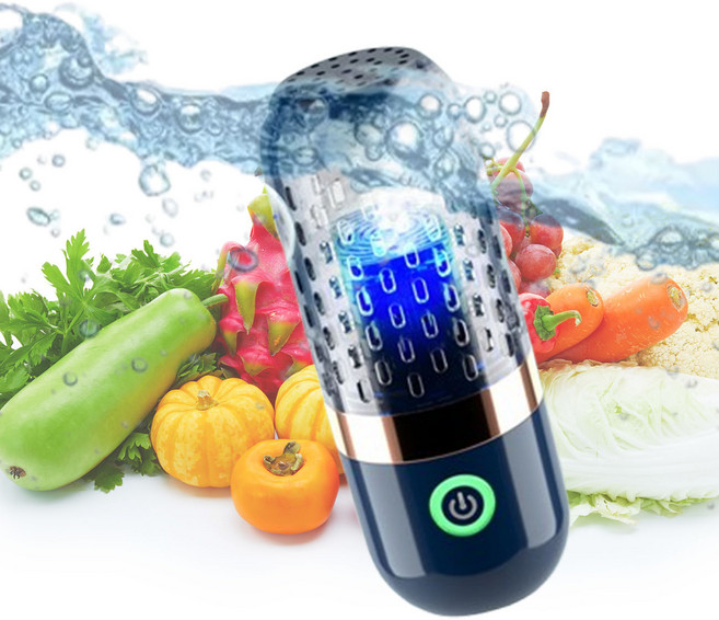 야채과일세척기 초음파세척기 가정용 휴대용 무선충전, 과일 야채 세척기, 푸른 색