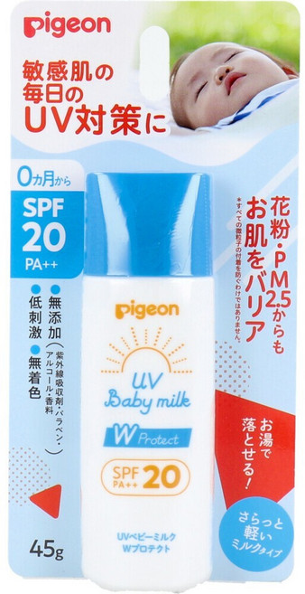 Pigeon 貝親 嬰幼兒 UV Baby Milk 防水防曬乳 SPF50+ PA++++, 1個, 現貨-45g