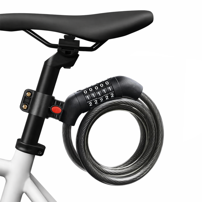 베리움 자전거 자물쇠 5단 번호키, 1개, 블랙