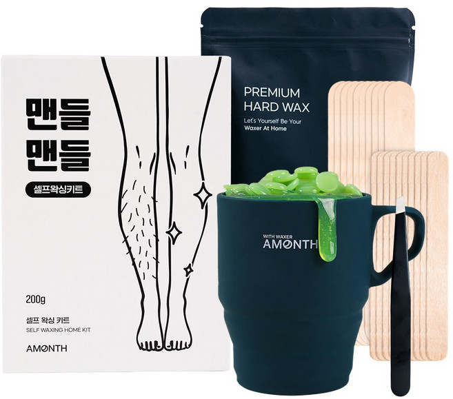 어먼스 브라질리언 다리 겨드랑이 종아리 제모 하드 셀프왁싱키트 200g, 알로에키트, 1개