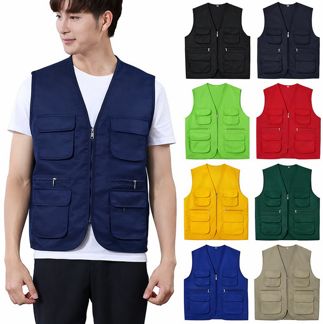 [인쇄가능] KPG 3D 포켓 작업 조끼 V013, 1개, 네이비