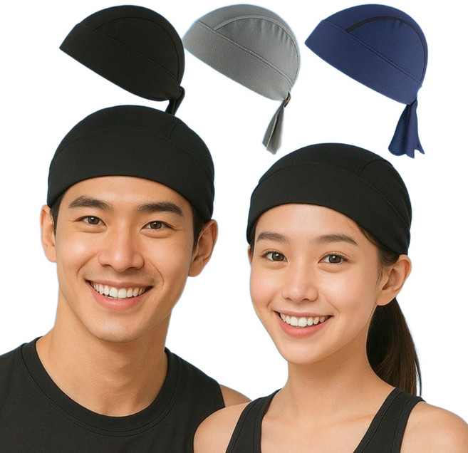 럭키제이 스포츠 자전거 헬스 등산 바이크 헤어 메쉬 쿨 두건 모자, 블랙+네이비, 2개