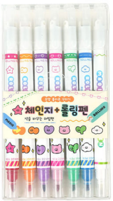 핑크풋 7000 체인지 롤링펜 7종 세트, 6색+비밀펜, 1개