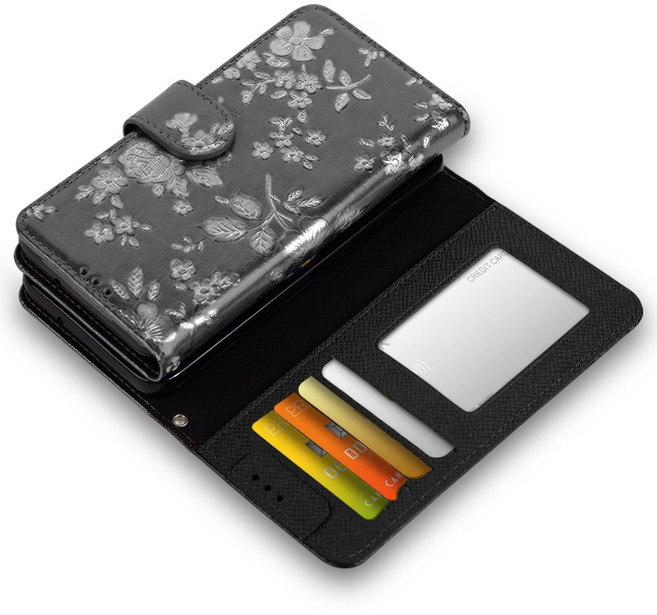 폰누리 플로아 꽃무늬 플라워 패턴 소가죽 지갑형 다이어리케이스