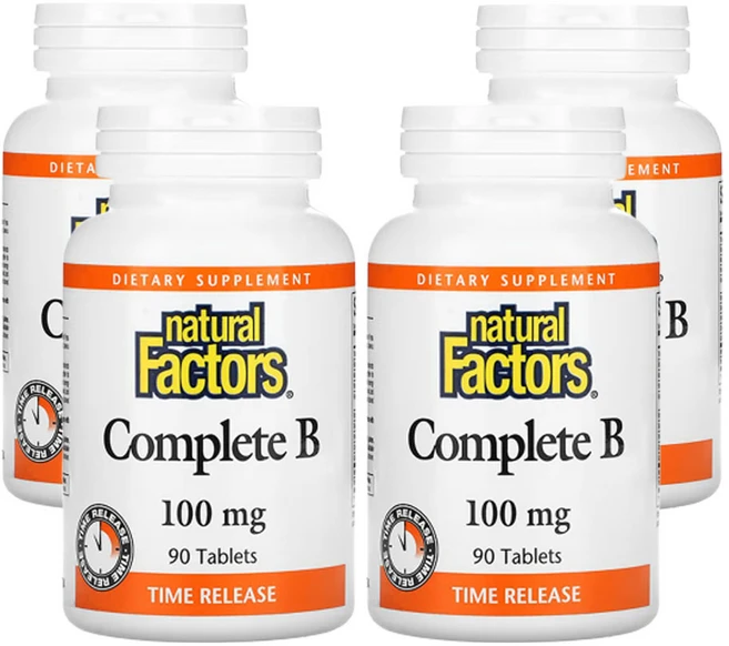 네츄럴팩터스 컴플리트 B 100mg 90정, 4개 - 쿠팡