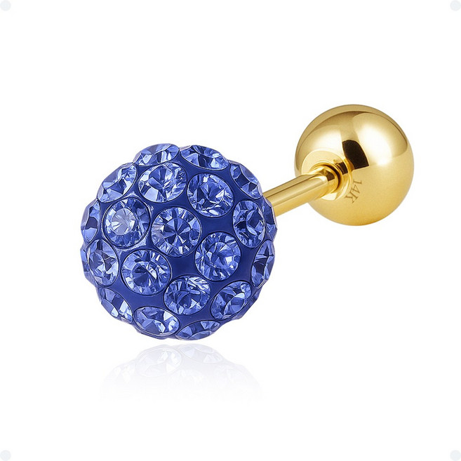 쥬넬 14K 컬러 큐빅 볼 미러볼 이너컨츠 귓바퀴 포인트 피어싱(16 color/4 size)