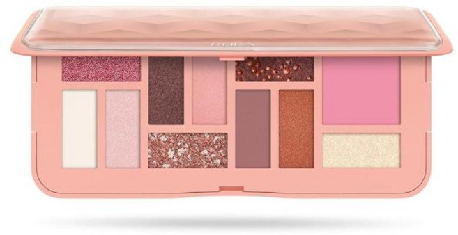 뿌빠 Pupa 밀라노 메이크업 팔레트 M 001 핑크 11.9g 0.4온스 - 매트 쉬머 메탈릭 아이섀도우 블러쉬 아이 쉐이드 11색, 1개