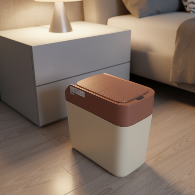 지능형 센서 쓰레기통 가정용 자동 슬라이드 뚜껑 흡착식 봉투 펼침 거실 화장실용 자동 쓰레기통, 비스킷색 JD-LJT0912C