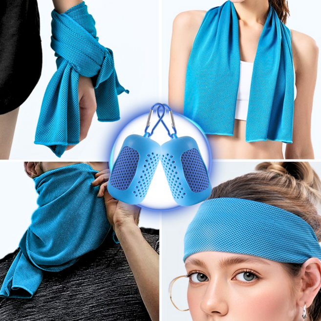 통품스토어 30x90cm 롱사이즈 강력 땀흡수 건식스포츠타올 소지 간편한 운동수건 수영 헬스용 쿨링 운동타올, 2개, 스카이블루