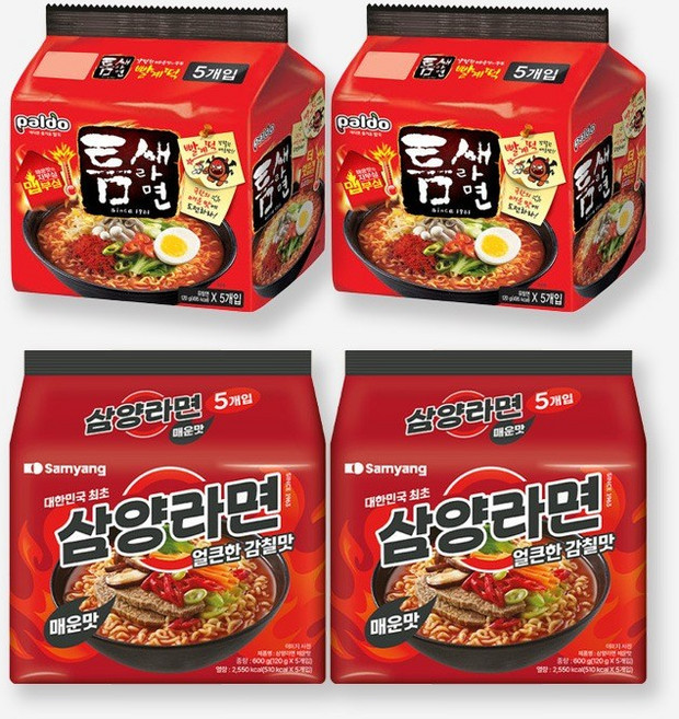 삼양 팔도 봉지 라면 멀티 총4팩 틈새라면 빨계떡 2팩 삼양라면 매운맛 2팩