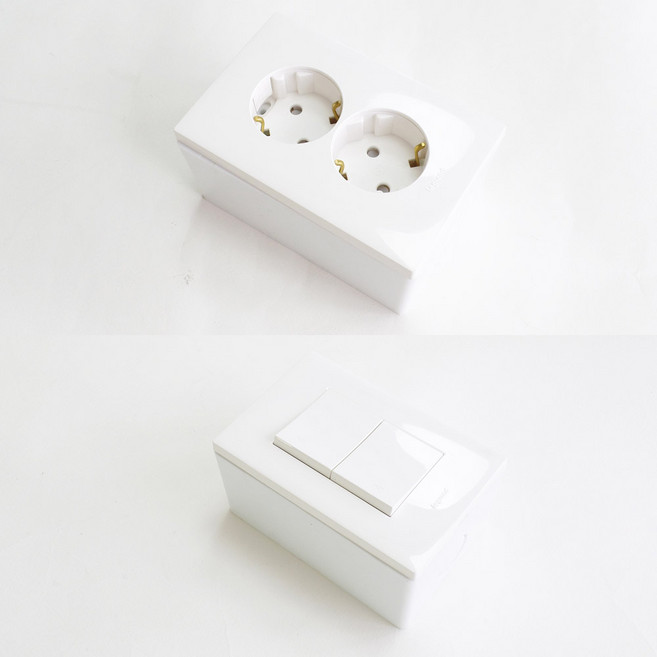 PVC 노출박스 스위치박스 콘센트박스 승압박스 매입박스, 1개용 일반 콘센트박스, 1개