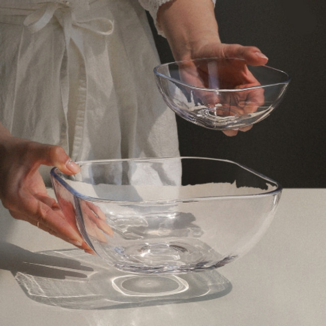 투명샐러드볼 디저트 요거트 아이스크림 카페 레스토랑 업소 가정집, 1개, 9000-19 티아 사각 유리그릇 (대)