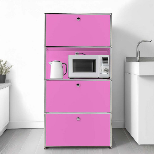 이가페 미드센츄리 모듈가구 모노 1x4 베이직 오픈수납장B, 핑크