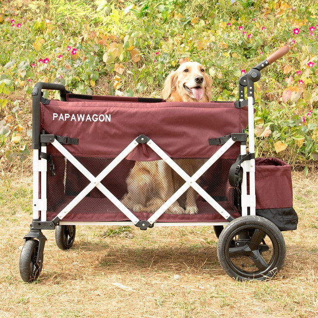 와와펫 파파 웨건 강아지 유모차 대형견이동 이동장 펫웨건, 카키, 1개