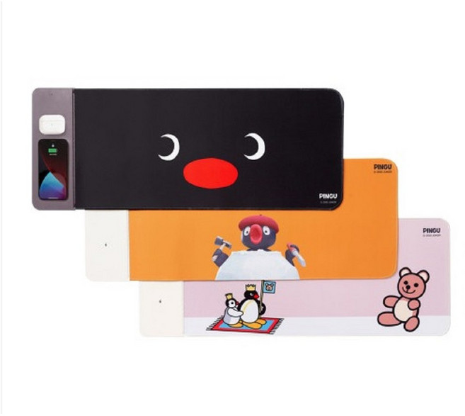 데이니즈 핑구 듀얼 고속 무선충전 마우스패드, 오렌지, 1개