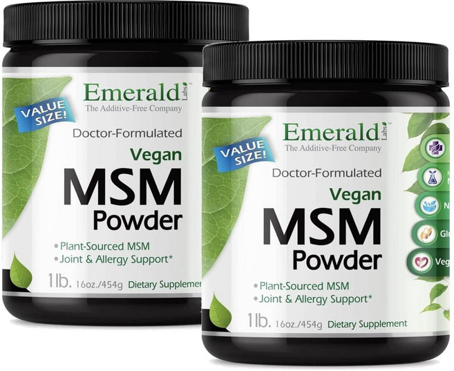 에메랄드랩 엠에스엠 파우더 4000mg 비건 Emerald Labs MSM Powder, 2개, 454g