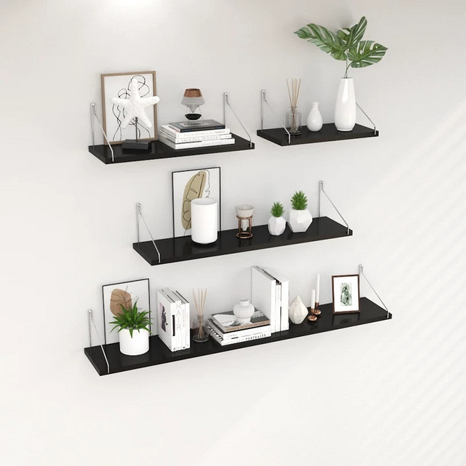 셔니엘 무타공 못없이 인테리어 벽걸이선반 3중세트, 블랙, 3단
