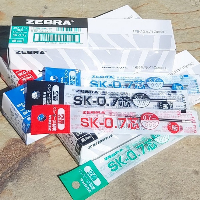 제브라 SK-샤보 0.7mm 2색볼펜+샤프_멀티펜 리필심 SK-0.7 1다스(10개입), 1팩, 블랙