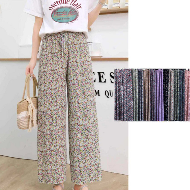 여성 꽃무늬 몸배바지 패션 막바지 9부 밴딩 팬츠