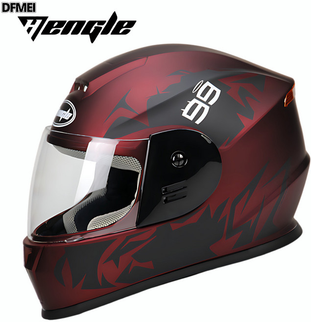 Hengle 摩托車安全帽 全罩式騎士頭盔, 啞暗紅/99黑