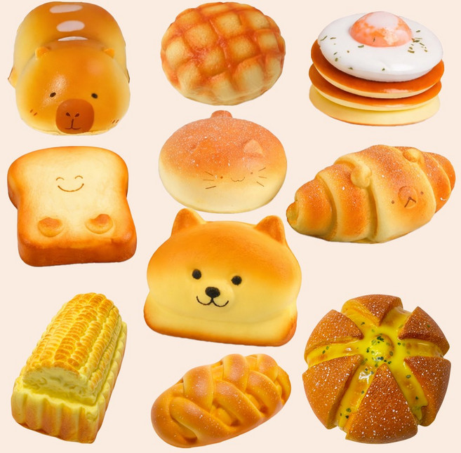 [디자인 추가] 쫀득빵 스퀴시 말랑이 말랑 쫀득 주물럭 촉감놀이 스트레스 베이커리 식빵, 콘브레드