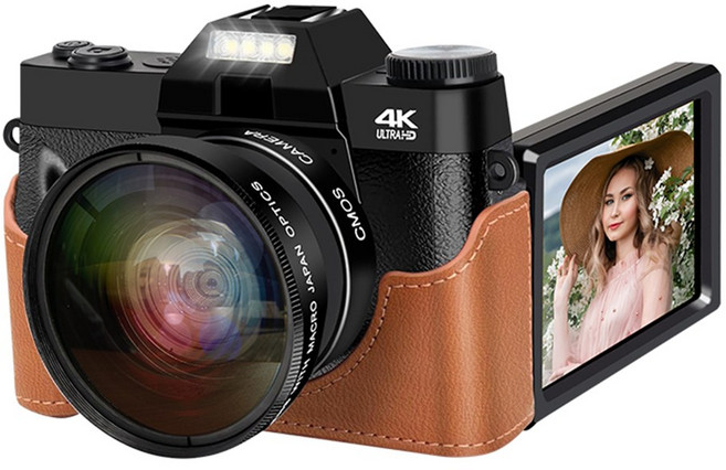 BiiYou 디지털 카메라 7500W 픽셀 하이엔드 카메라 5K 비디오 와이파이 전송 디카+64G 메모리카드 한국어 설명서, 가죽 케이스 규격