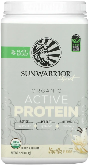 새해 건강을 선물하세요 Sunwarrior Sport 유기농 활성 단백질 바닐라 1kg(2.2lb) 특별관리진행, 1개, 1kg - 쿠팡