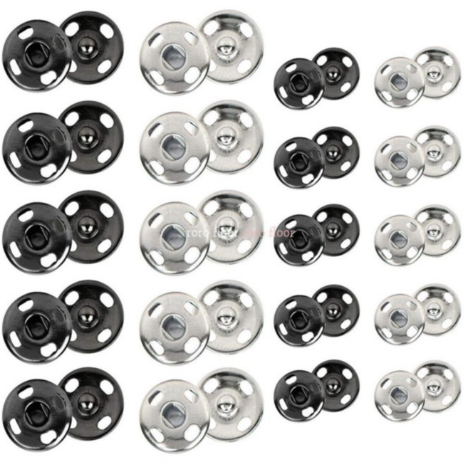 메탈 스냅 단추 10mm 2종 x 30p + 8mm 2종 x 30p 세트, 1세트