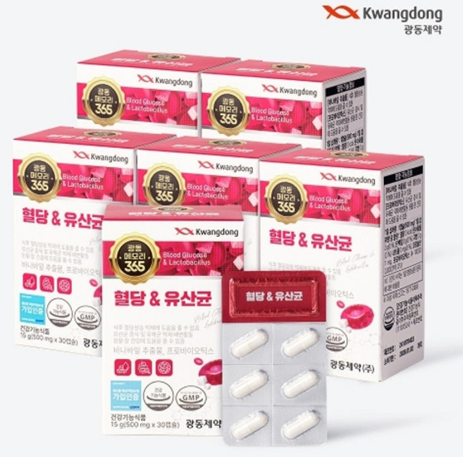 광동 메모리365 혈당 유산균 당케어 장건강 바나바잎 프로바이오틱스 6박스, 30정, 6개