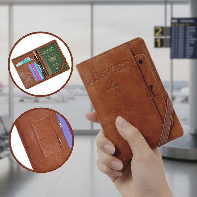 코지픽스 여행용 RFID 차단 해킹 방지 가죽 여권케이스