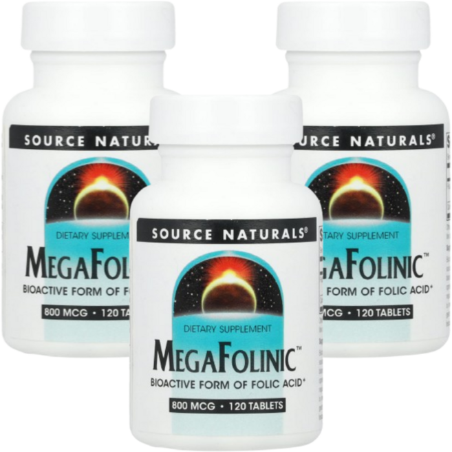 소스내추럴스 메가폴리닉 애시드 엽산 folinic acid 120정 3개