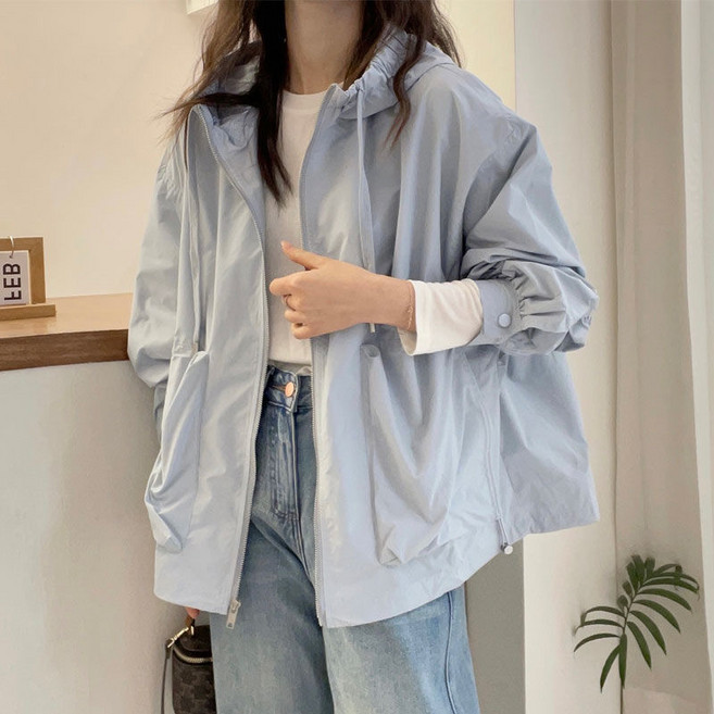 쩐쿠 여성 가을 캐주얼 데일리 박시핏 집업 후드 자켓 6997