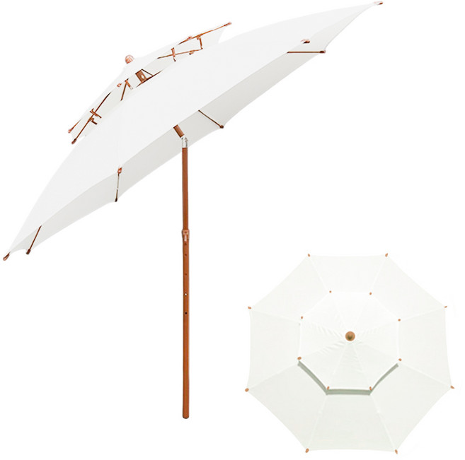 연필트리 특대형 휴대용 이층 꺾임 파라솔, 아이보리브라운