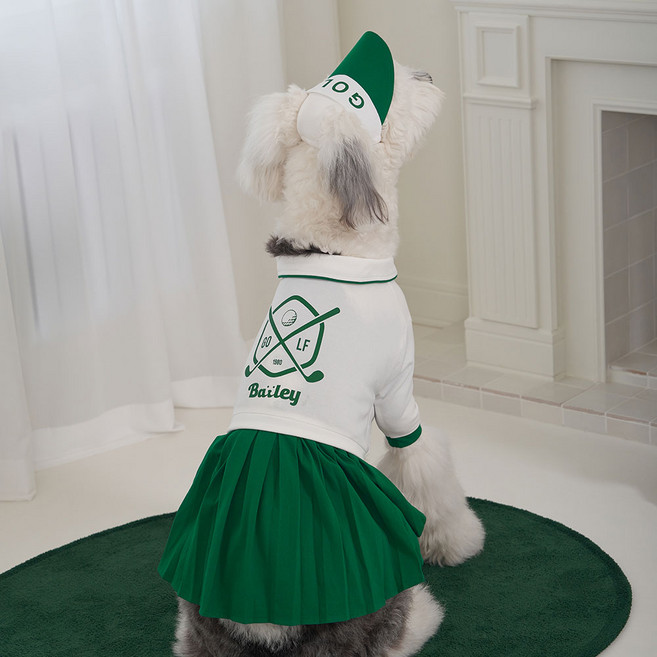 베일리 항균 해충방지 골프 원피스 강아지옷 애견의류 드레스, 그린, 1개