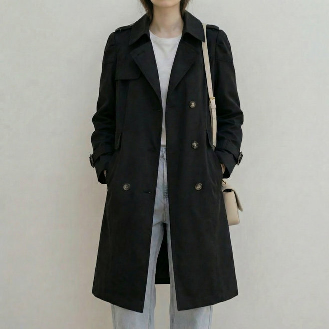 에쥬아 여성 루즈핏 트렌치 코트 데일리 자켓 하프 코트