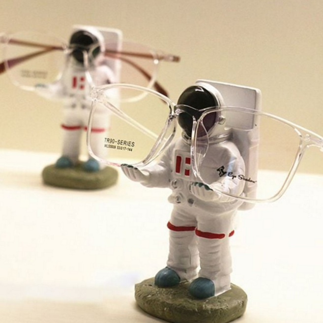 우주인 안경 거치대 사무실 디자인 책상 인테리어 안경 거치대 데스크 집들이선물 선글라스 보관함 장식품, 흰색