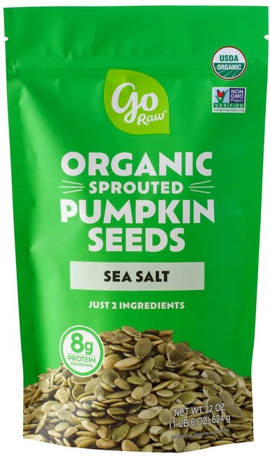 [1+1]고로우 오가닉 발아 호박씨 펌킨 씨드 624g GO RAW SPROUTED ORGANIC PUMPKIN SEEDS WITH SEA SALT, 2개 - 쿠팡