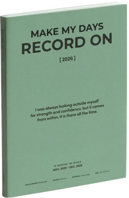 아이코닉 2026 레코드온 다이어리 프리위클리 B6 플래너 스케줄러, 03 GROVE, 1개