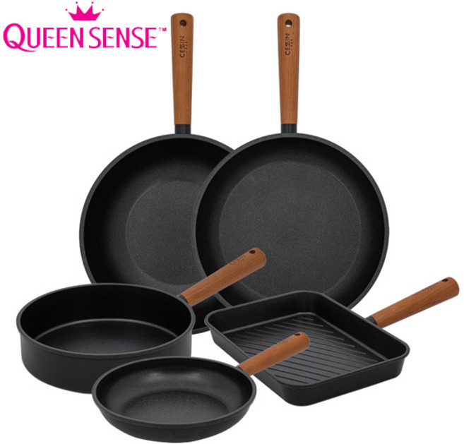 세신퀸센스 아레나(블랙) 인덕션 후라이팬5종SET, 단일사이즈, 1개