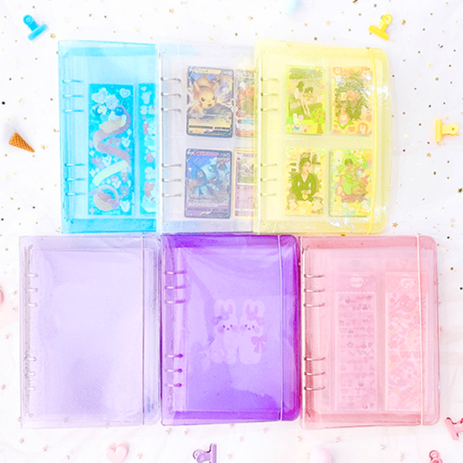 멀티 6공 A5 포카바인더 포토카드 포켓 네컷 앨범 점보 콜렉트북 씰스티커 인생 스크랩북, 스카이블루(세로 2포켓(20장))