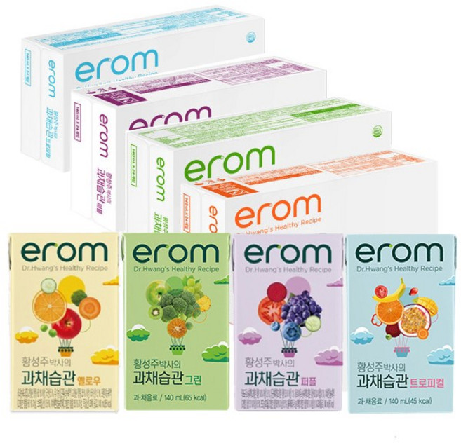 이롬 황성주박사의 과채습관 140ml 4종 (트로피컬/그린/퍼플/옐로우), 그린/퍼플/옐로우/트로피컬, 96개