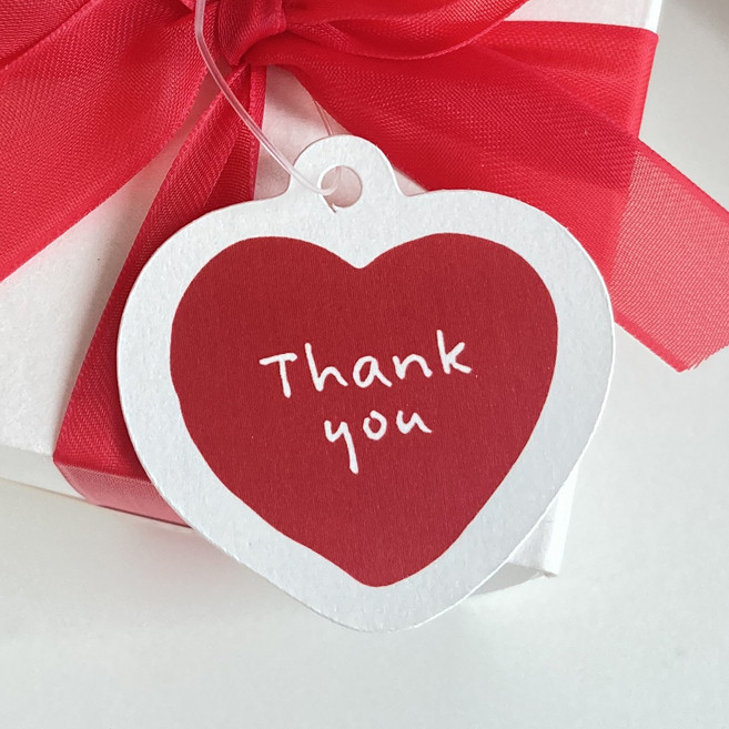 하트 포장택 선물택 감사택 하트택 땡큐택, 70개