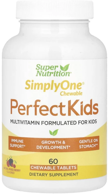 Super Nutrition Perfect Kids 컴플리트 종합비타민 믹스 베리 맛 식물성 츄어블 60정, SuperNutritionPerfectKids컴플리트종, 1개 - 쿠팡