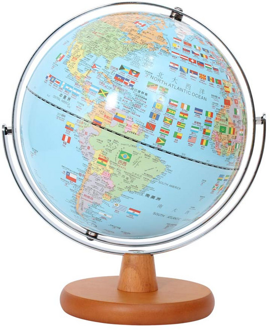【SkyGlobe】10吋國旗版木質底座會說話地球儀(中英文對照)《WUZ屋子》