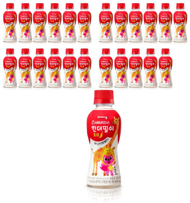 베비언스 핑크퐁 킨더밀쉬 홍삼 200ml_24개, 24입