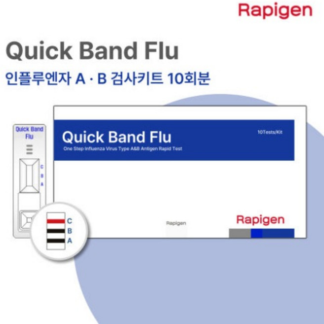 래피젠 독감 진단 검사 키트 인플루엔자 A형 B형 검사 10개입 Quick Band Flu