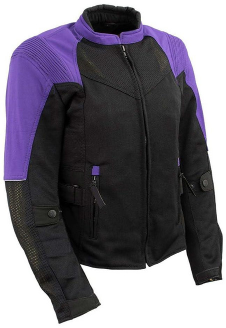 Milwaukee Leather Women’s Classic Textile Crossover Motorcycle Jacket - 1300D Nylon Vented All-S, XX-Large, Mpl22701-blk/Purple